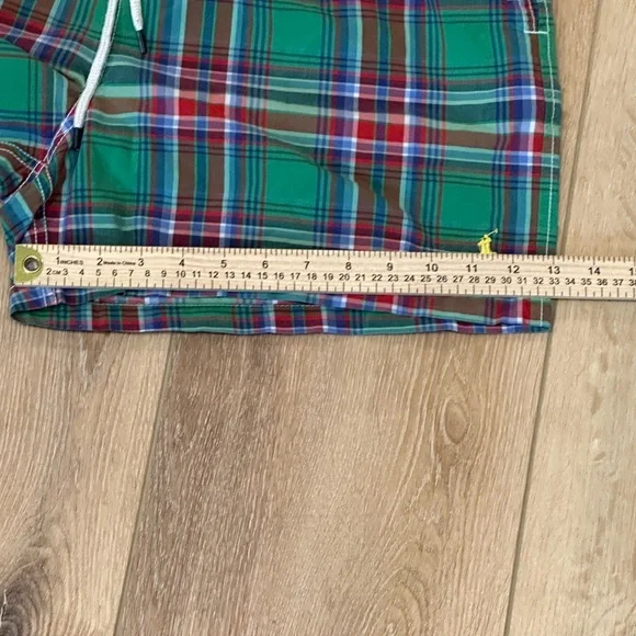 VTG Polo Ralph Lauren Swim Short Mens Trunks Large Plaid Pony Logo Lined Preppy - Picture 5 of 11